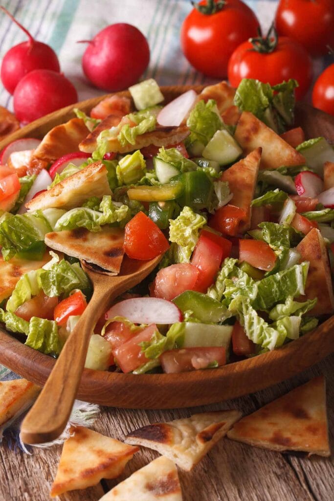 pita bread fattoush salad.