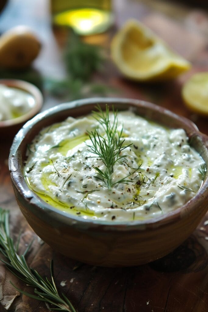 vegan tzatziki in a bowl.